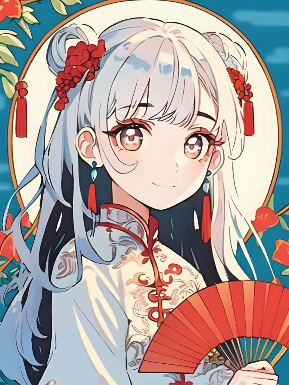 古风执扇娘91丨国风少女插画丨头像25 小时候上语文课,不懂得古诗词