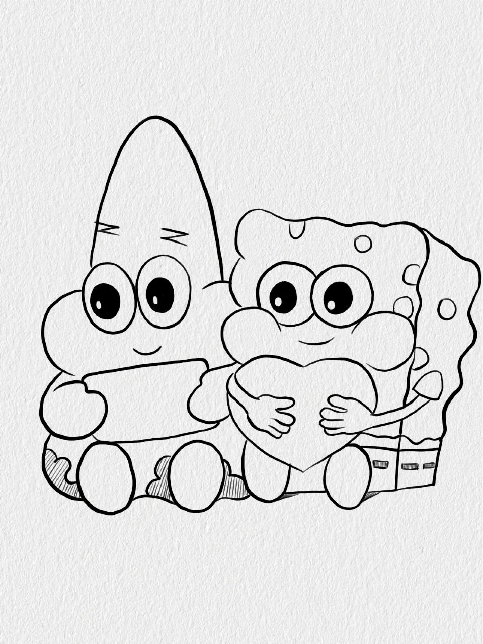 绘画打卡丨派大星和海绵宝宝简笔画绘画过程 #画画的日常# #绘画打卡