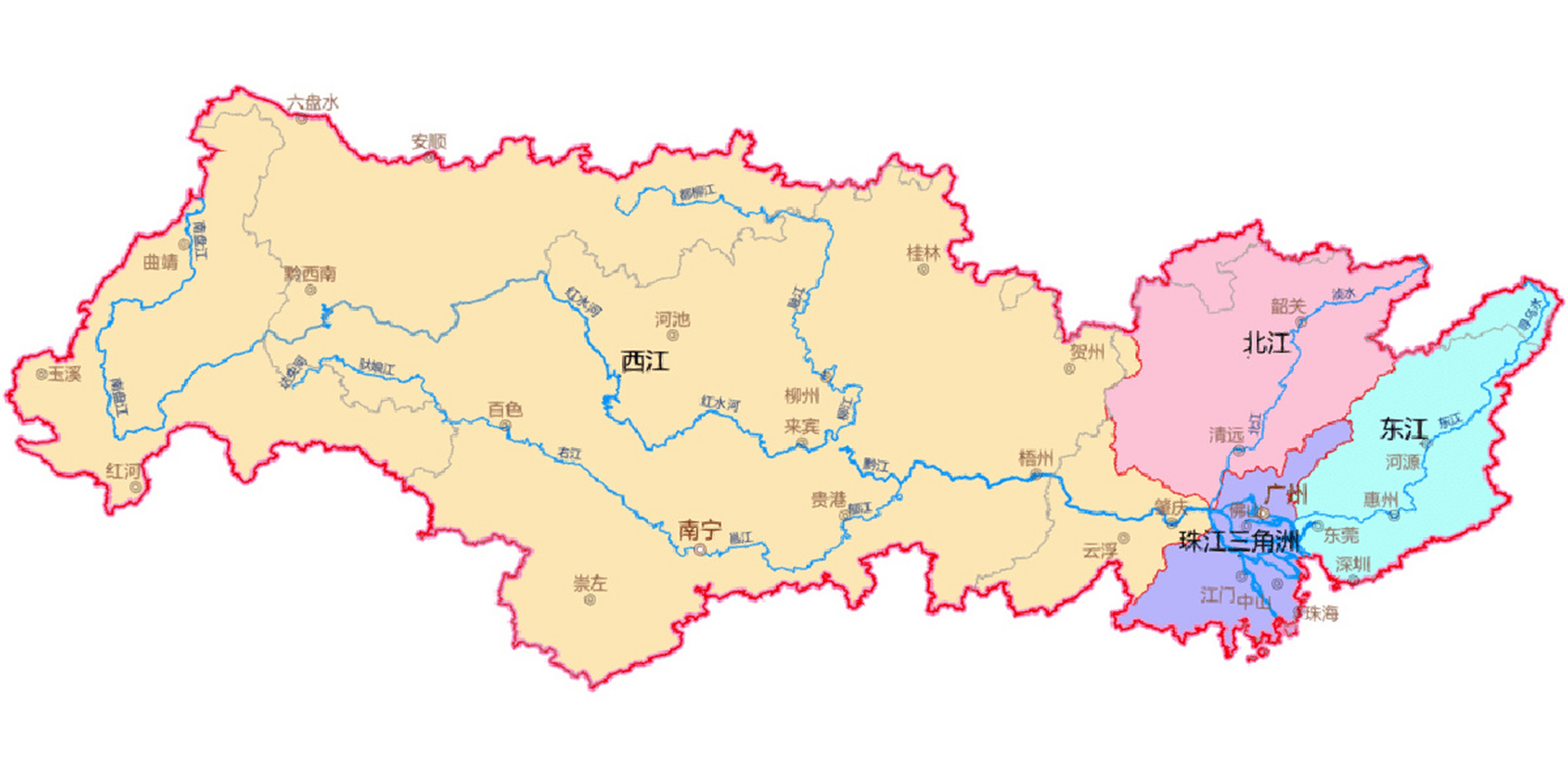 珠江流域水系图
