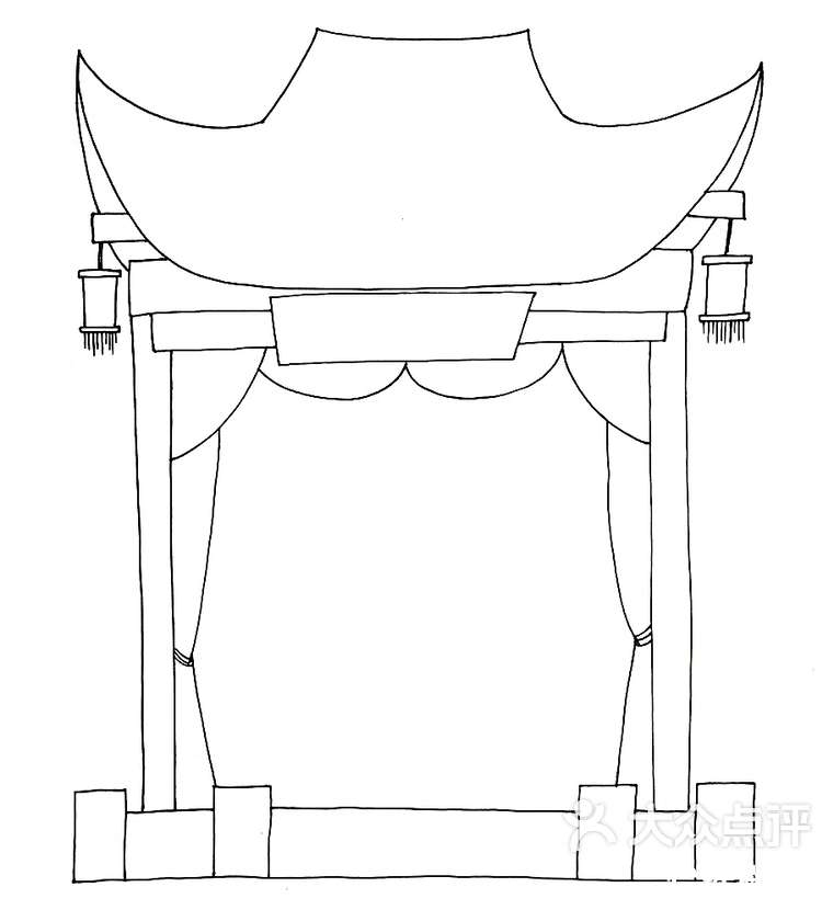 古戏台简笔画图片