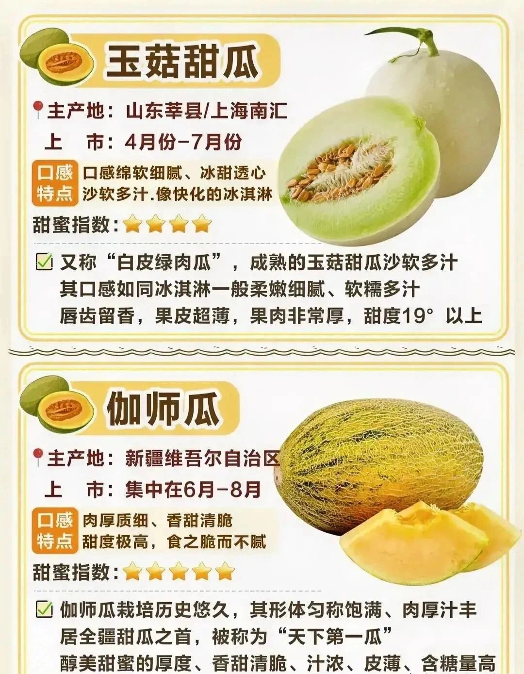 新疆哈密瓜:产于新疆哈密地区,是著名的哈密瓜品种.
