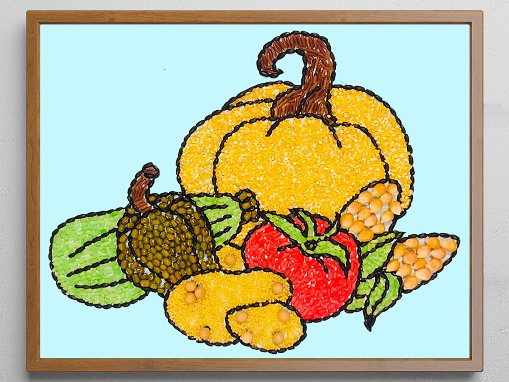 【丰收3】蔬菜果蔬|五谷杂粮食粘贴画种子画 03hi~~ 这期出丰收系列