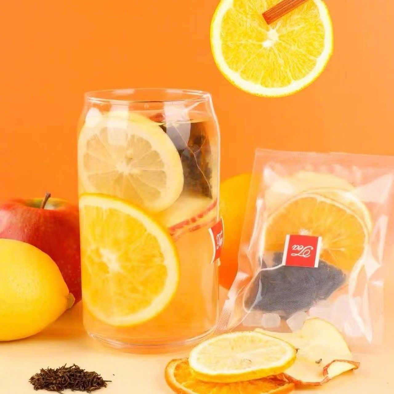 【vc满满】苹果热橙茶可泡可煮水果茶橙子片香橙柠檬红茶90g/盒