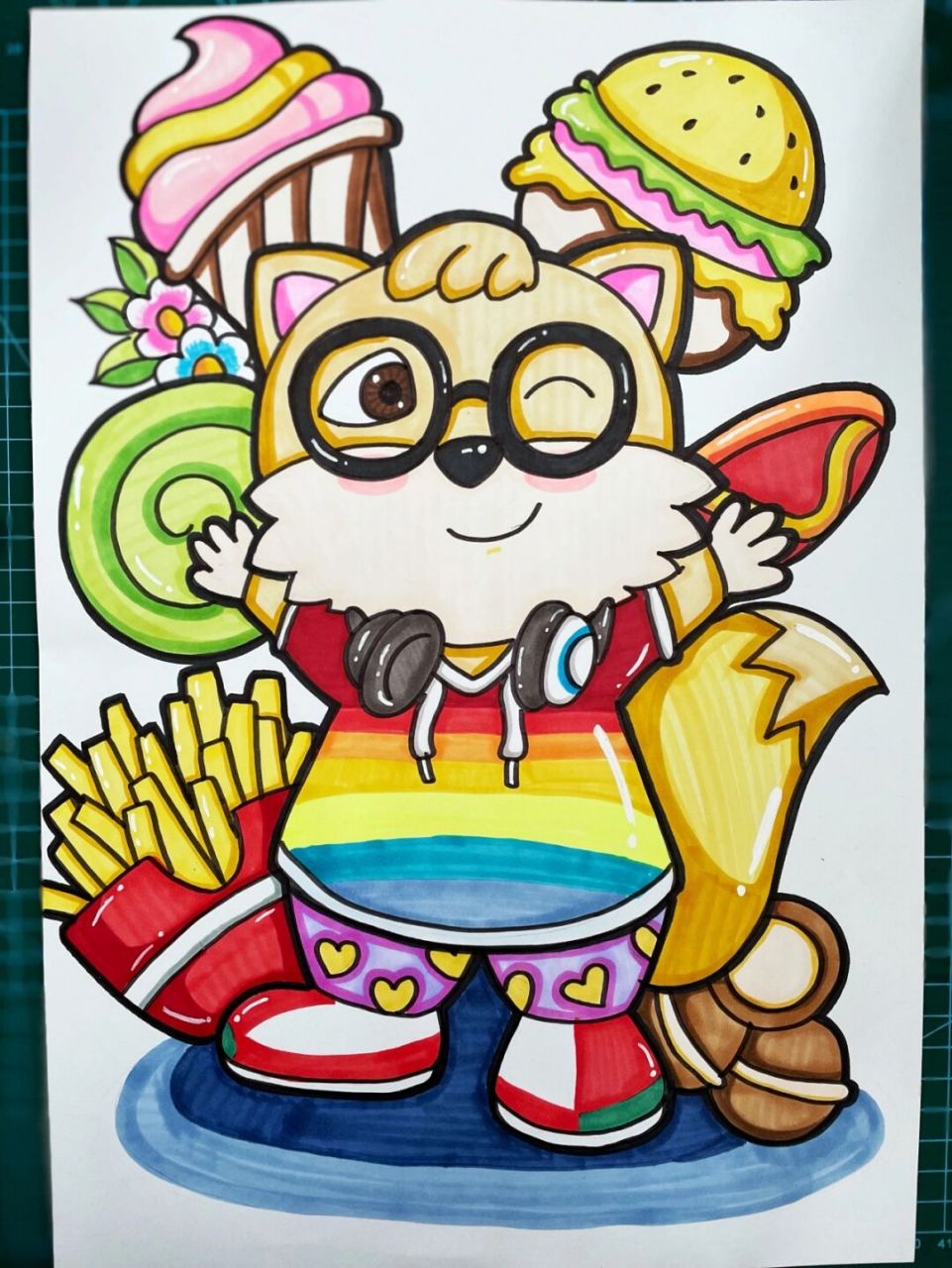 马克笔卡通动漫 爱吃零食的小松鼠,马克笔卡通动漫.