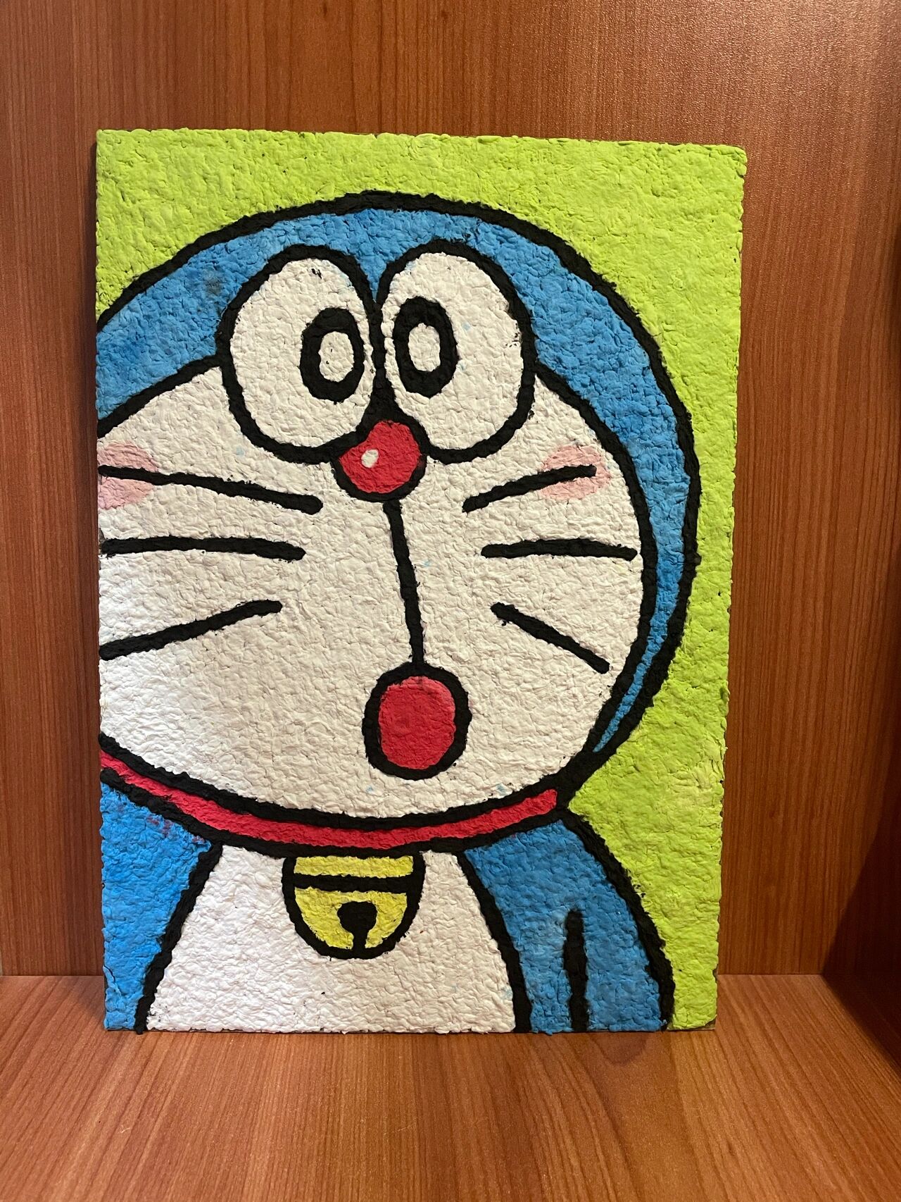 手工纸浆画|哆啦a梦90