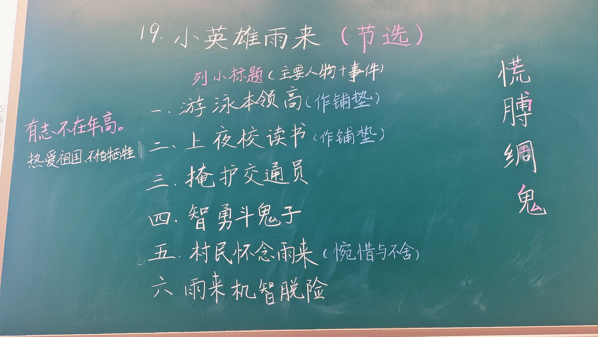 《小英雄雨来》板书