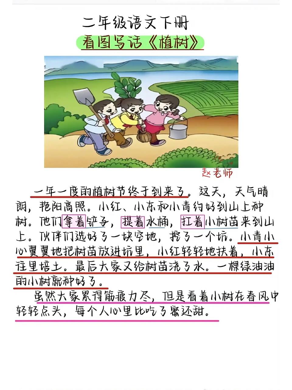 二年级下册看图写话《植树节》三个范文