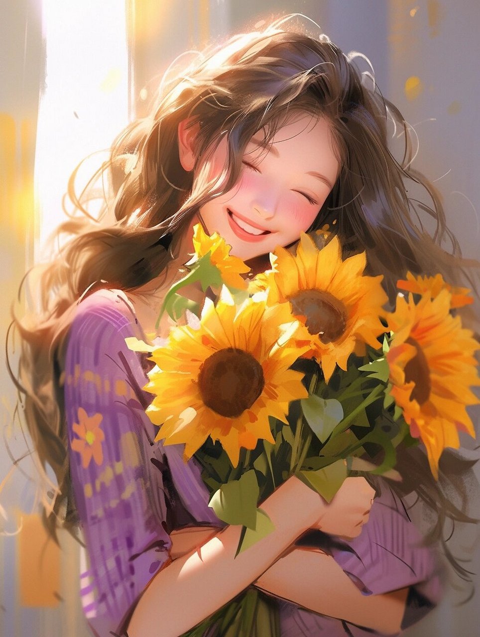 治愈系女生头像|97向日葵女孩|阳光正能量 7715 面向太阳 心纳