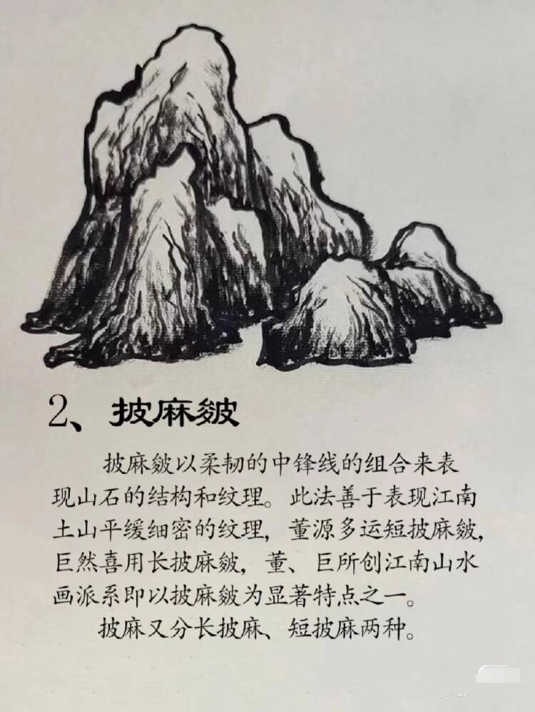 斧劈皴和披麻皴图片