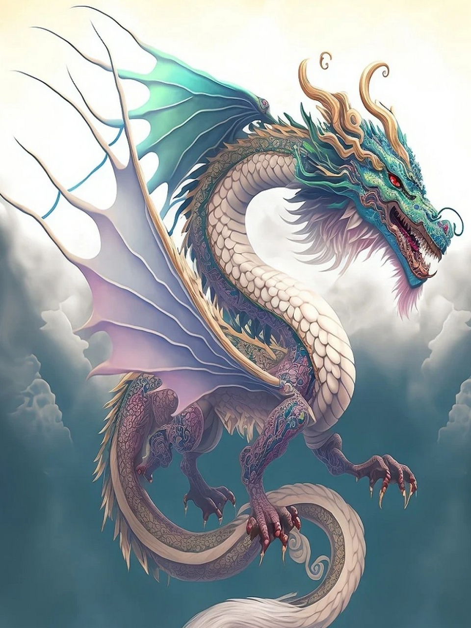 应龙图片 《山海经》神兽之-应龙,是唯一长翅膀的中国龙.