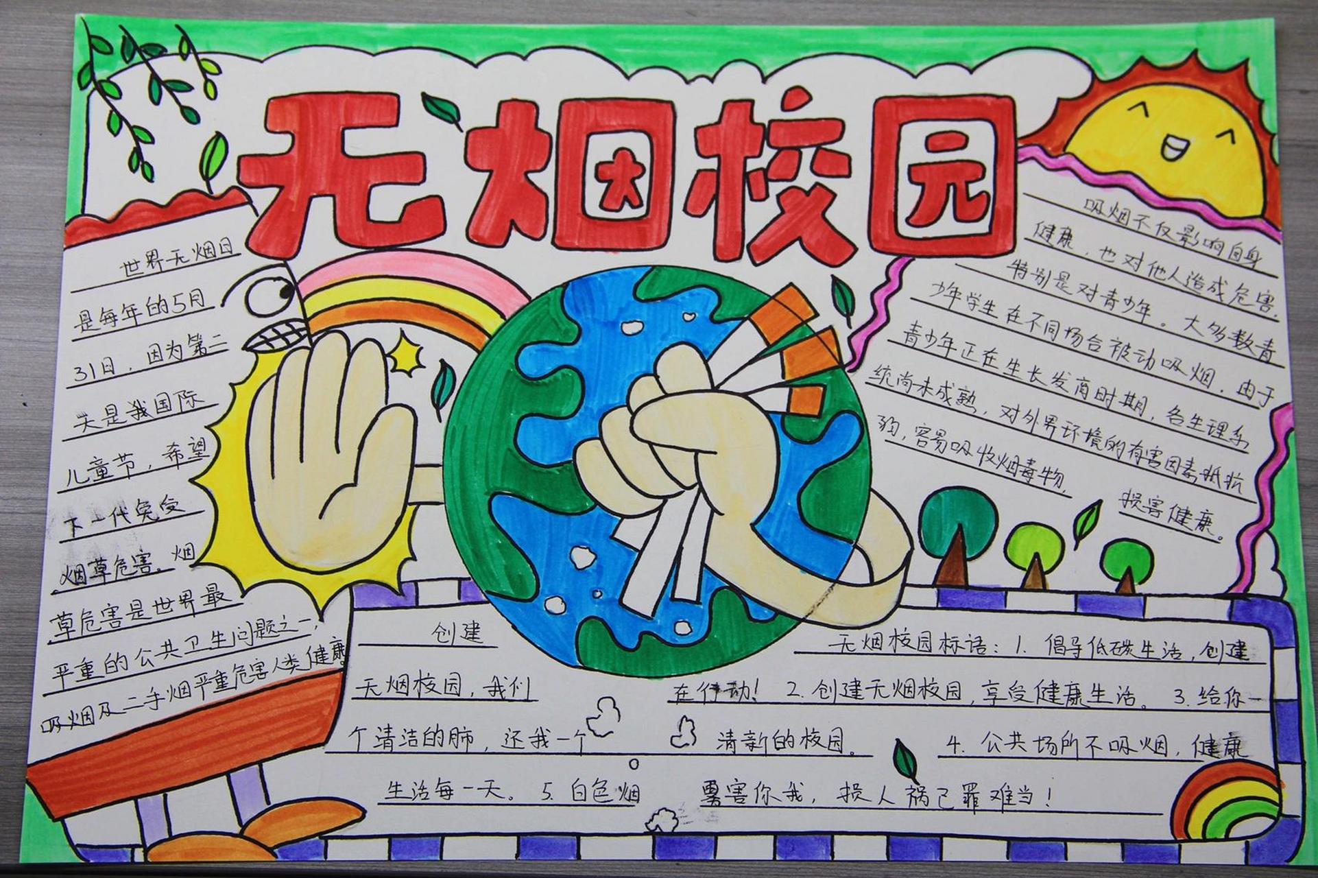 无烟校园手抄报【打卡100幅手抄报6】 每年的5月31日是#,今年的主题是