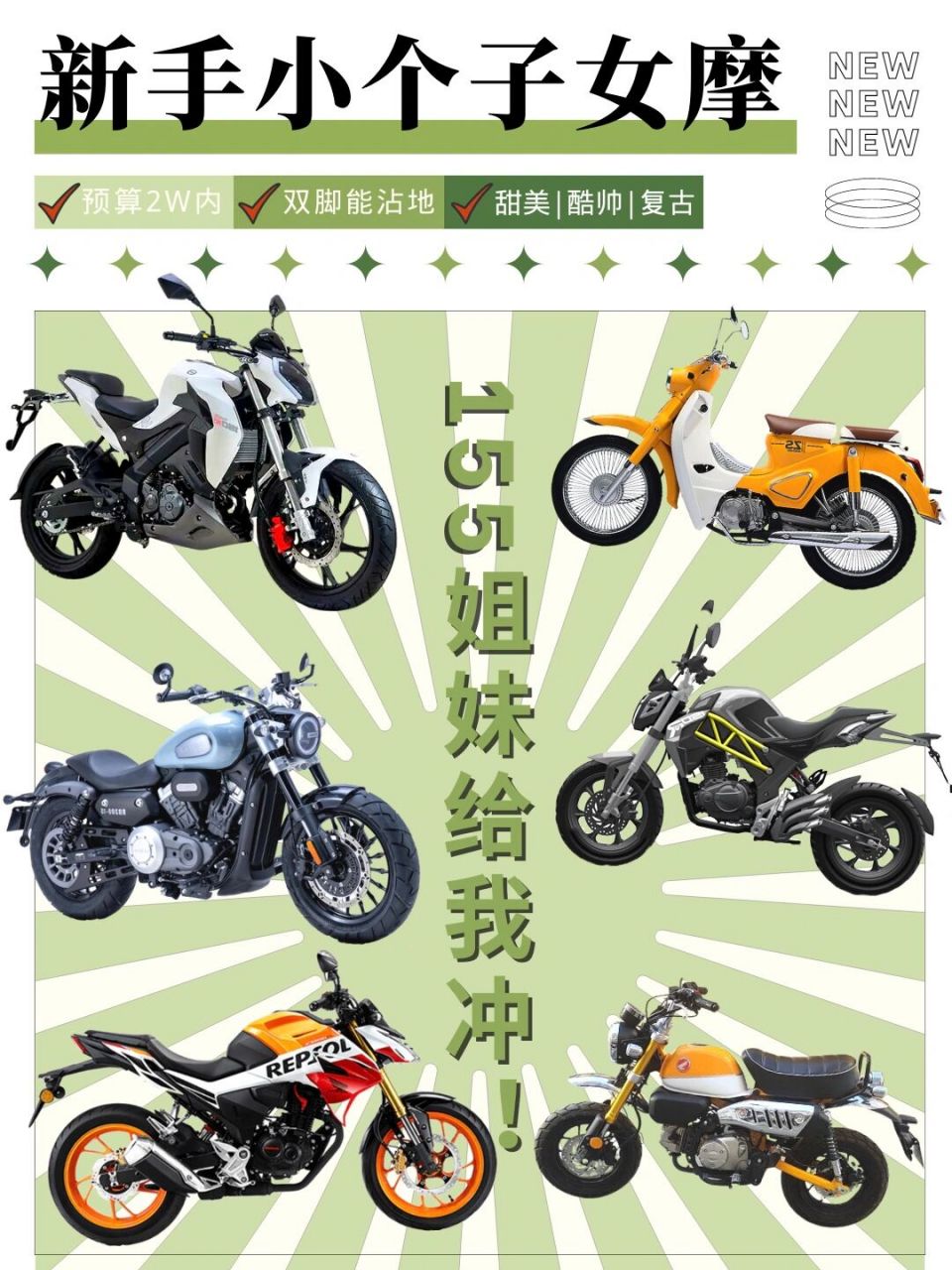 预算2w内,15077小个子女生入门摩托车推荐9315 之前推荐适合