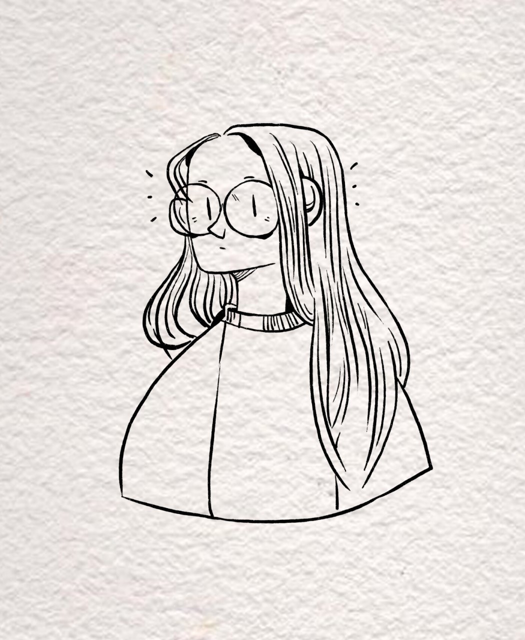 简笔画|自画像 邋遢的日常,周末就应该不洗脸不洗头,是你吗姐妹