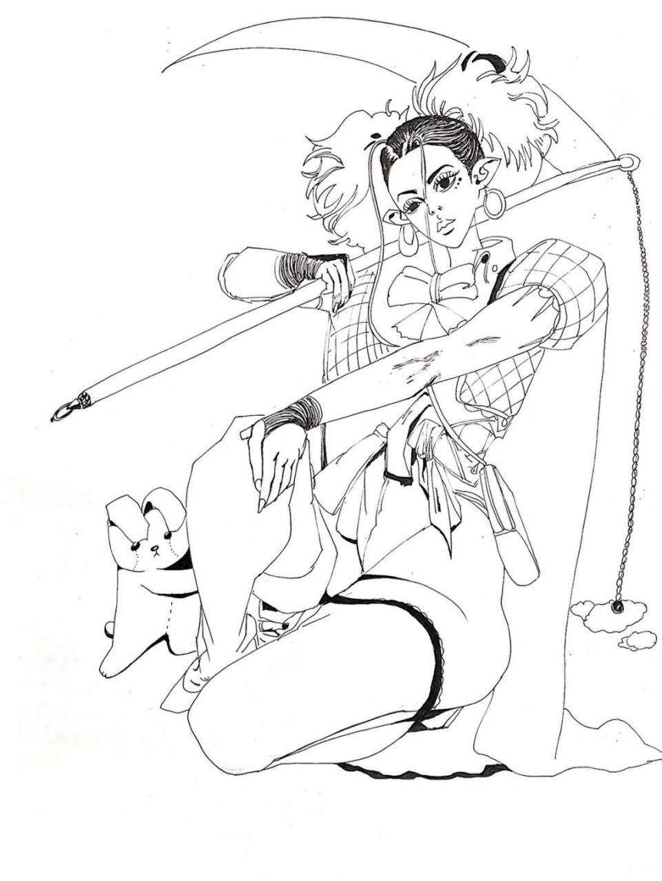 人物线描 可临摹 材料:素描纸,勾线笔, #绘画# #人物绘画# #黑白线描