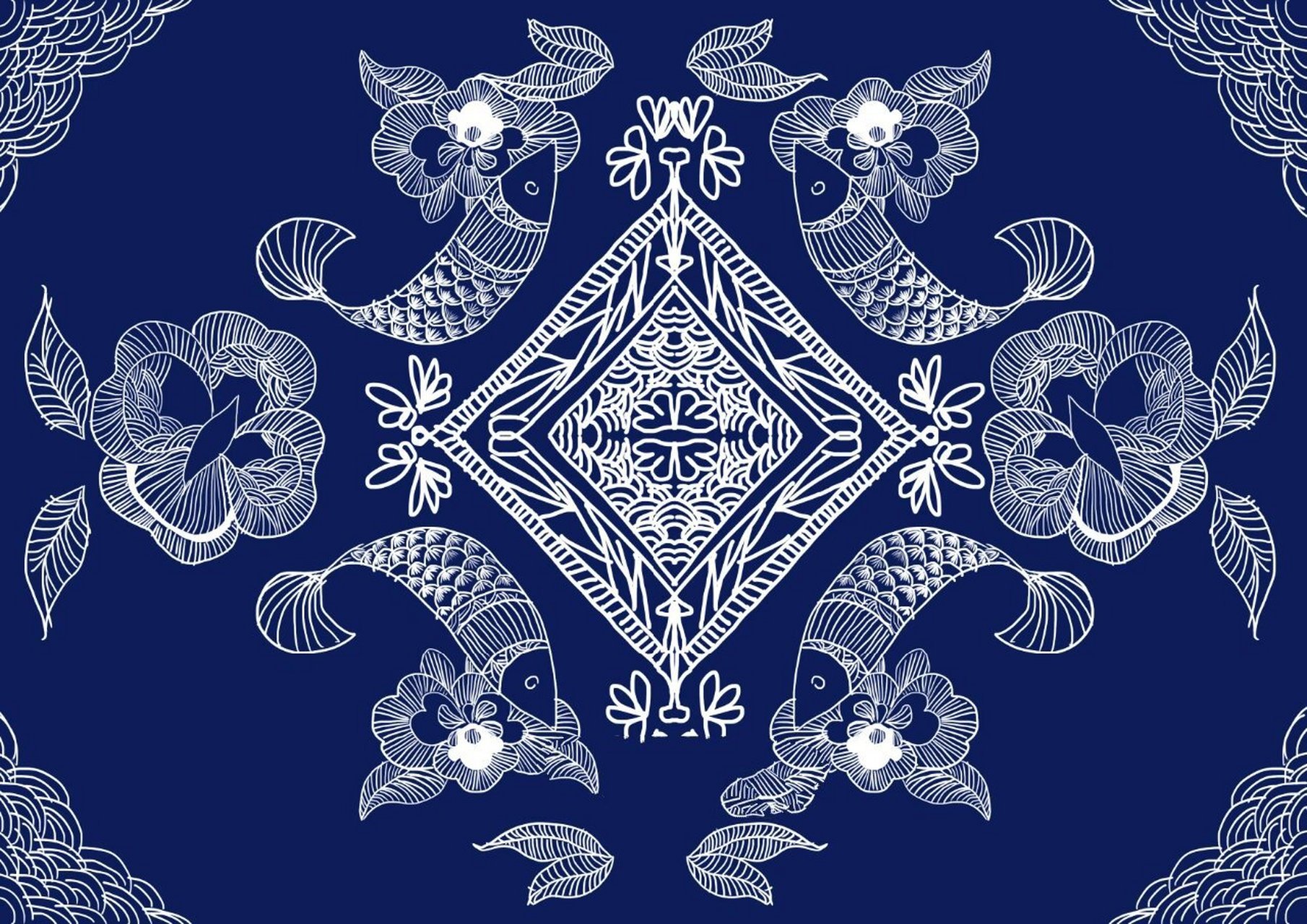 苗疆传统纹饰  最近好喜欢这蜡染风格,苗族蜡染真的好美,用dn做了个