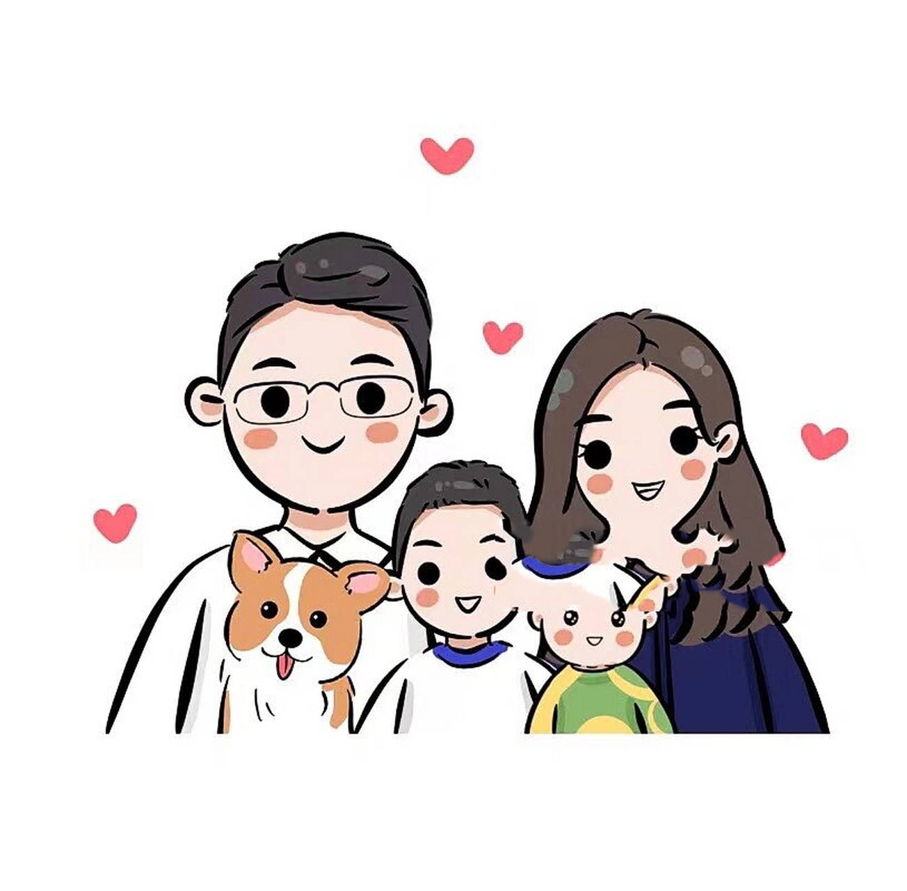 幸福一家7815简笔画全家福手绘头像 超可爱幸福美满哦!