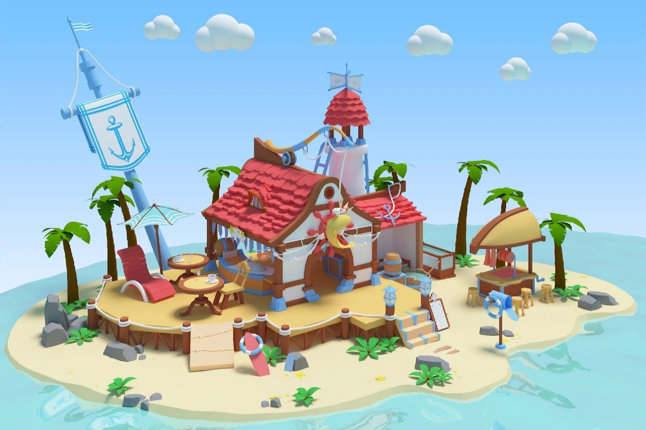 maya海岛场景建模(有源文件) 最后一张是做了好几个课时的实训作业 前