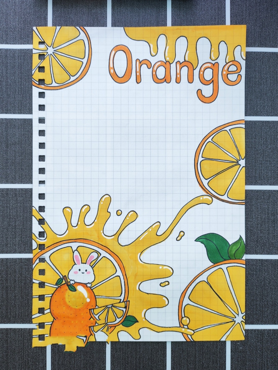 oct26615手账|水果橙子简笔画 92橙子 水果手账排版 边框素材