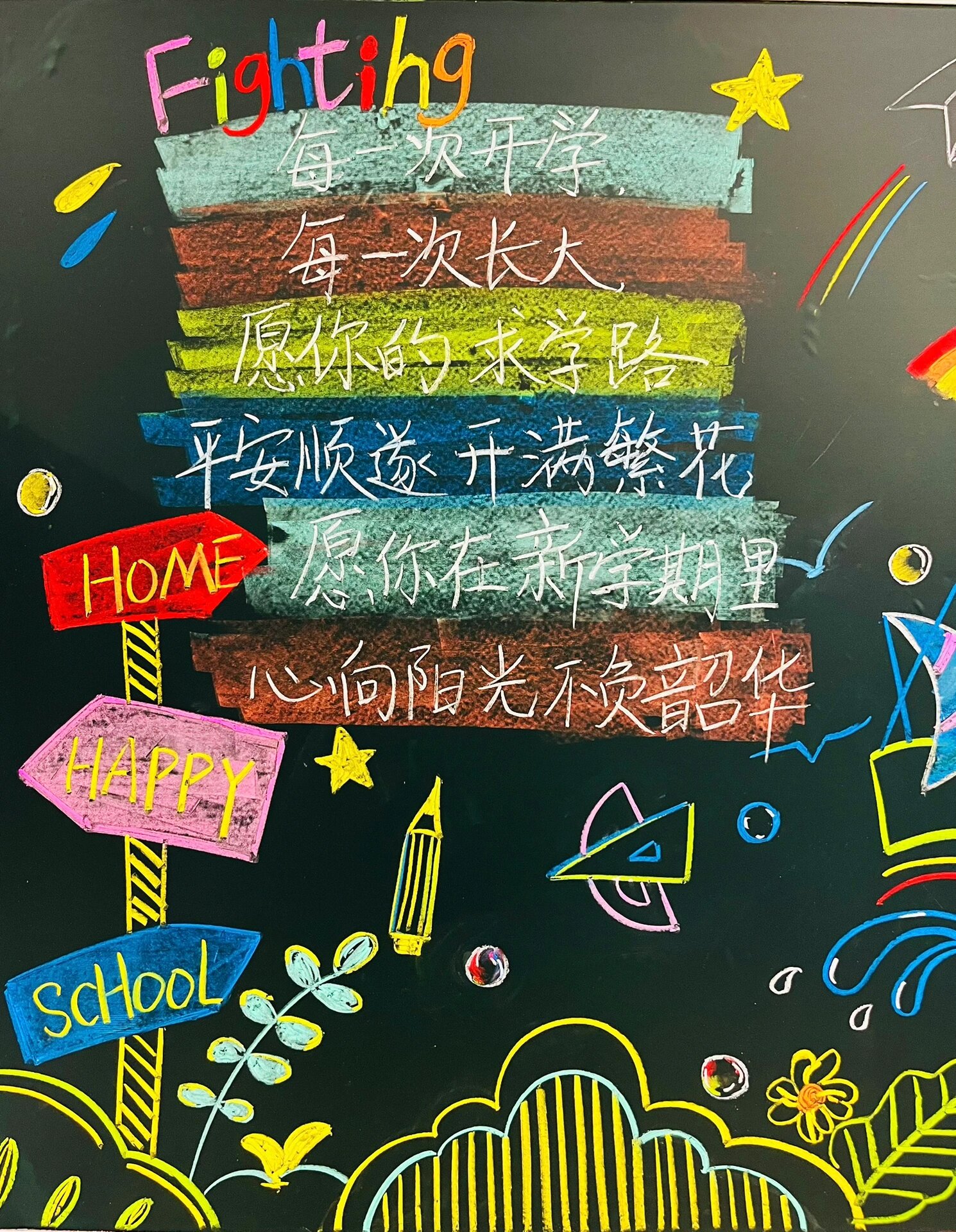 岁有新芽,向新而行  黑板报