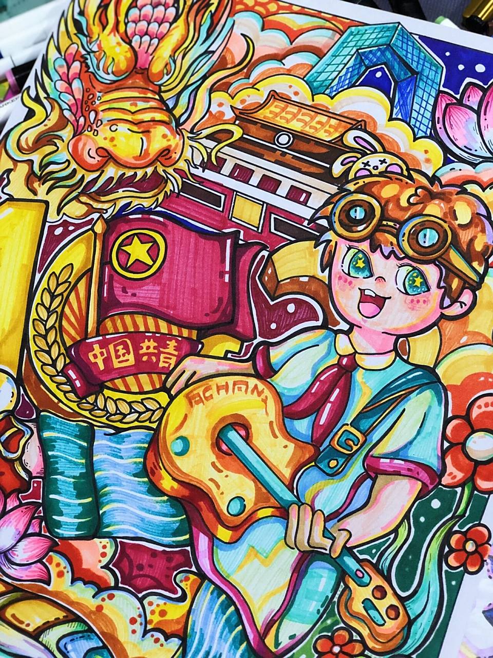 童心向党 喜迎国庆|我和我的祖国绘画96 纸张:大千4k素描纸 工具