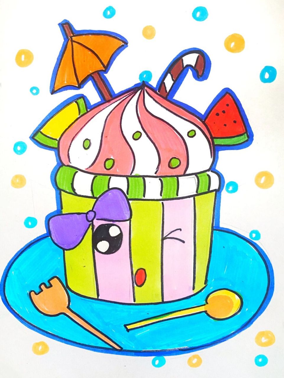 杯子蛋糕卡通画 #马克笔# #卡通画# #儿童画# #杯子蛋糕# #冰淇淋儿童