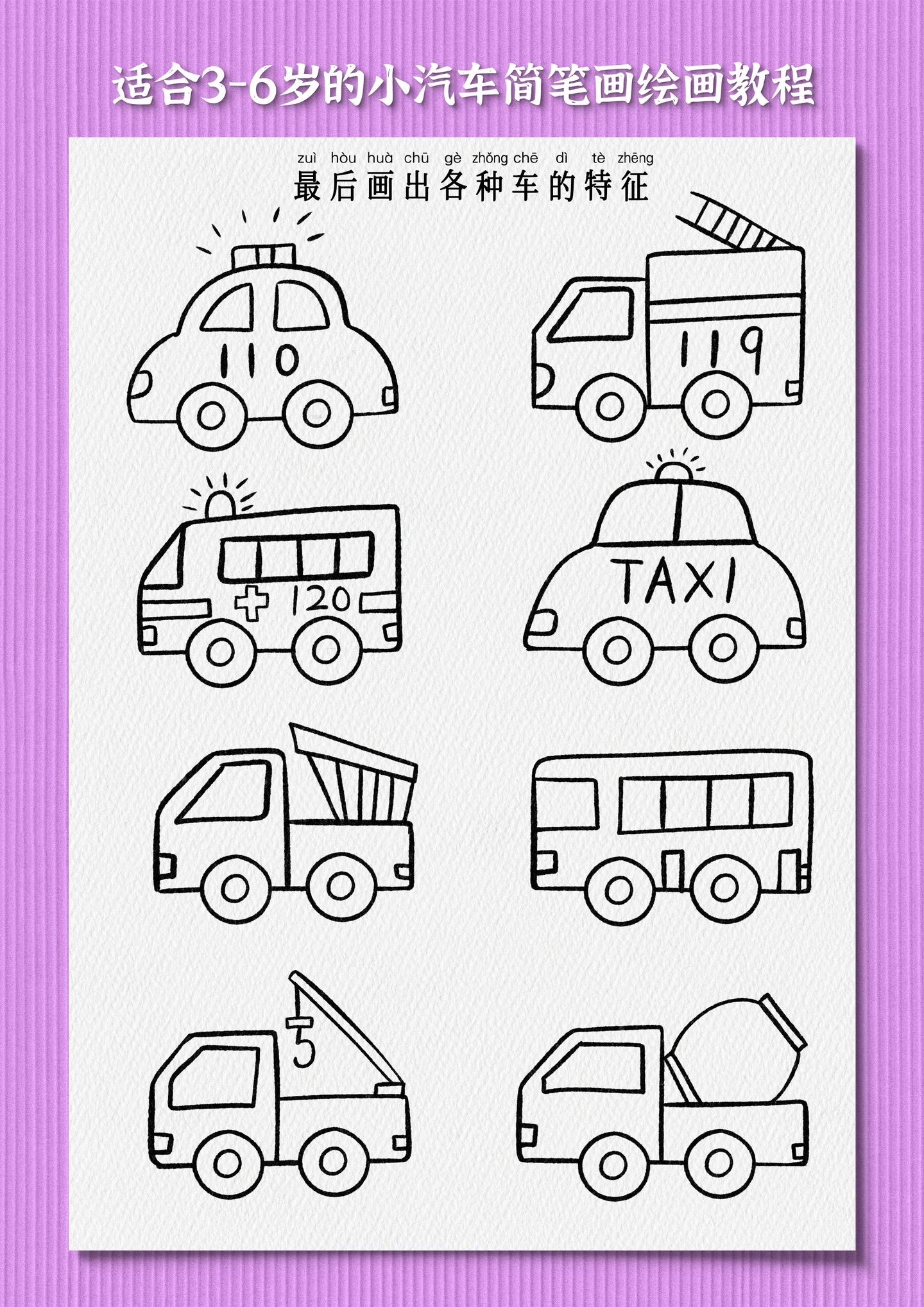 小汽车简笔画教程