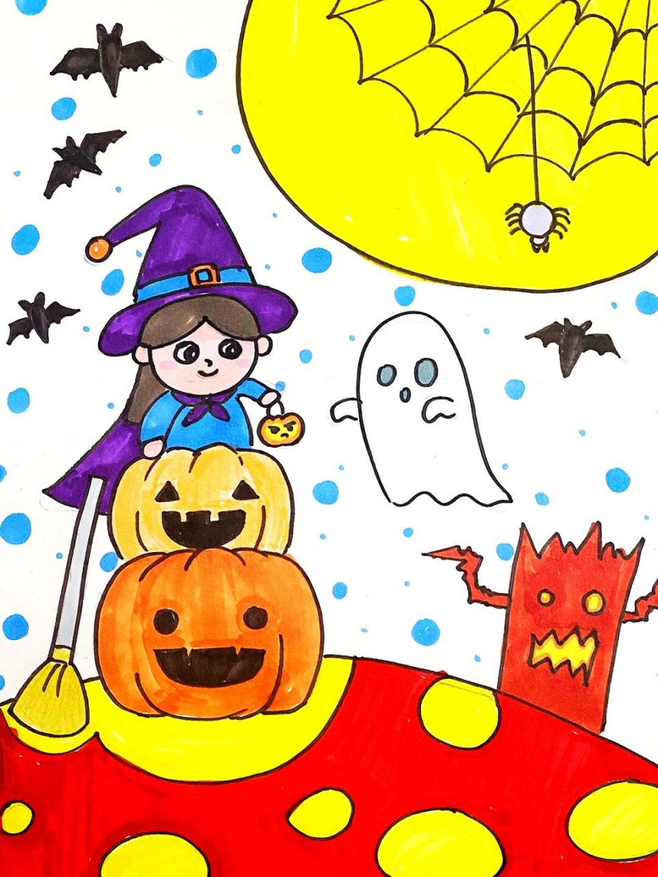 万圣节主题画 #马克笔# #卡通画# #万圣节装饰# #儿童画# #万圣节儿童