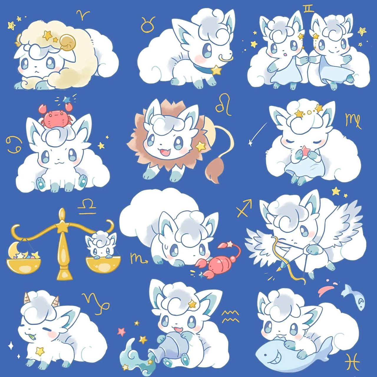 宝可梦插画分享·69|冰六尾7015十二星座17 这位太太画的冰六尾