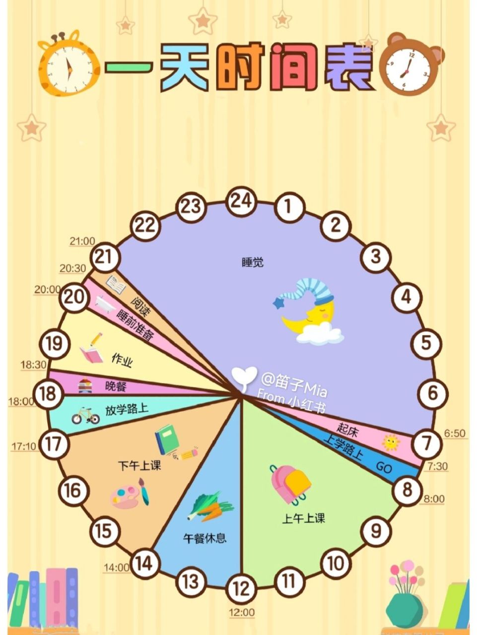 给孩子一张漂亮的手绘时间表~ 漂亮的【一日时间表】,快动手画起来吧