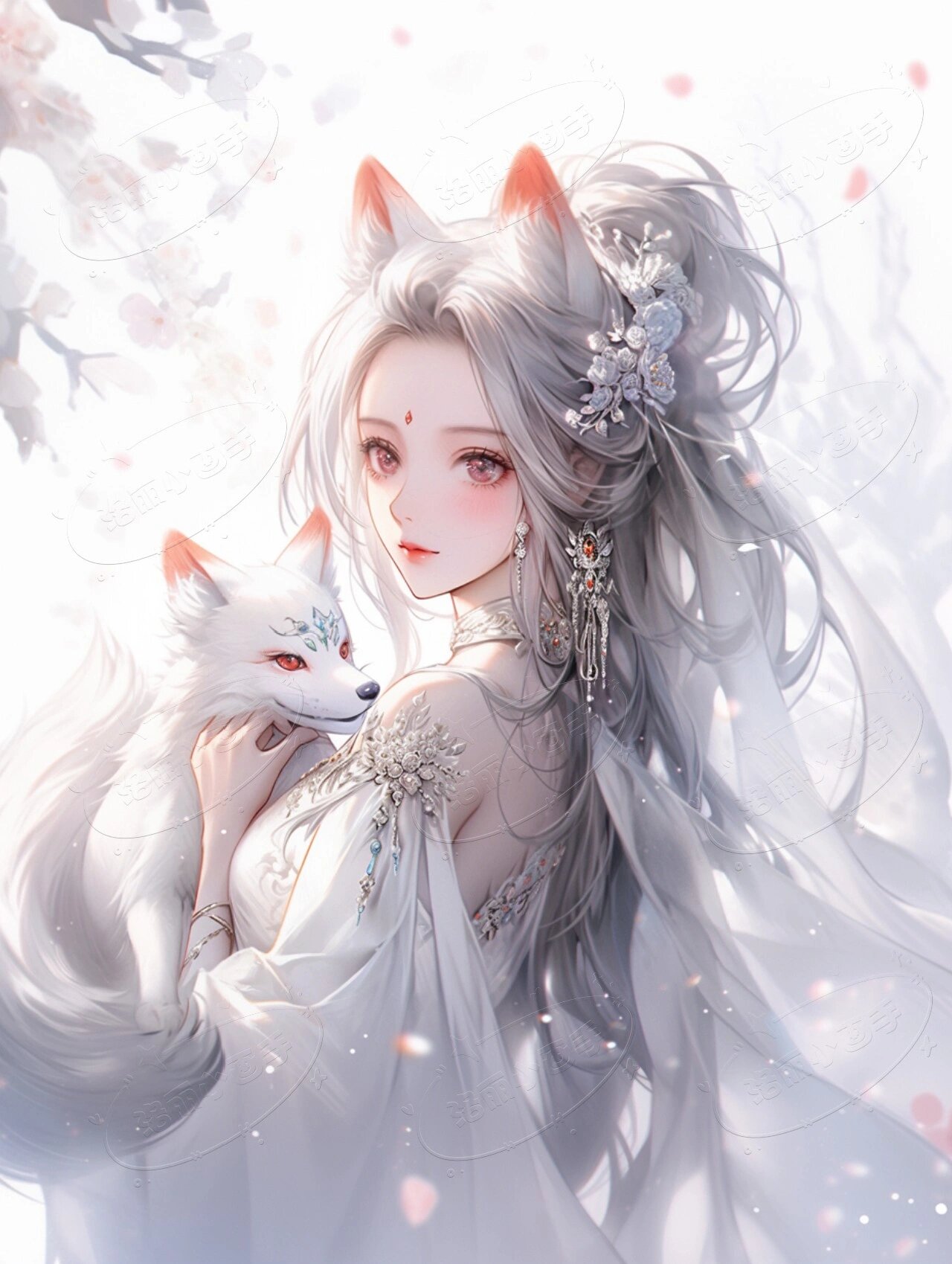 九尾白狐头像|这么可爱 快来抱走吧785图
