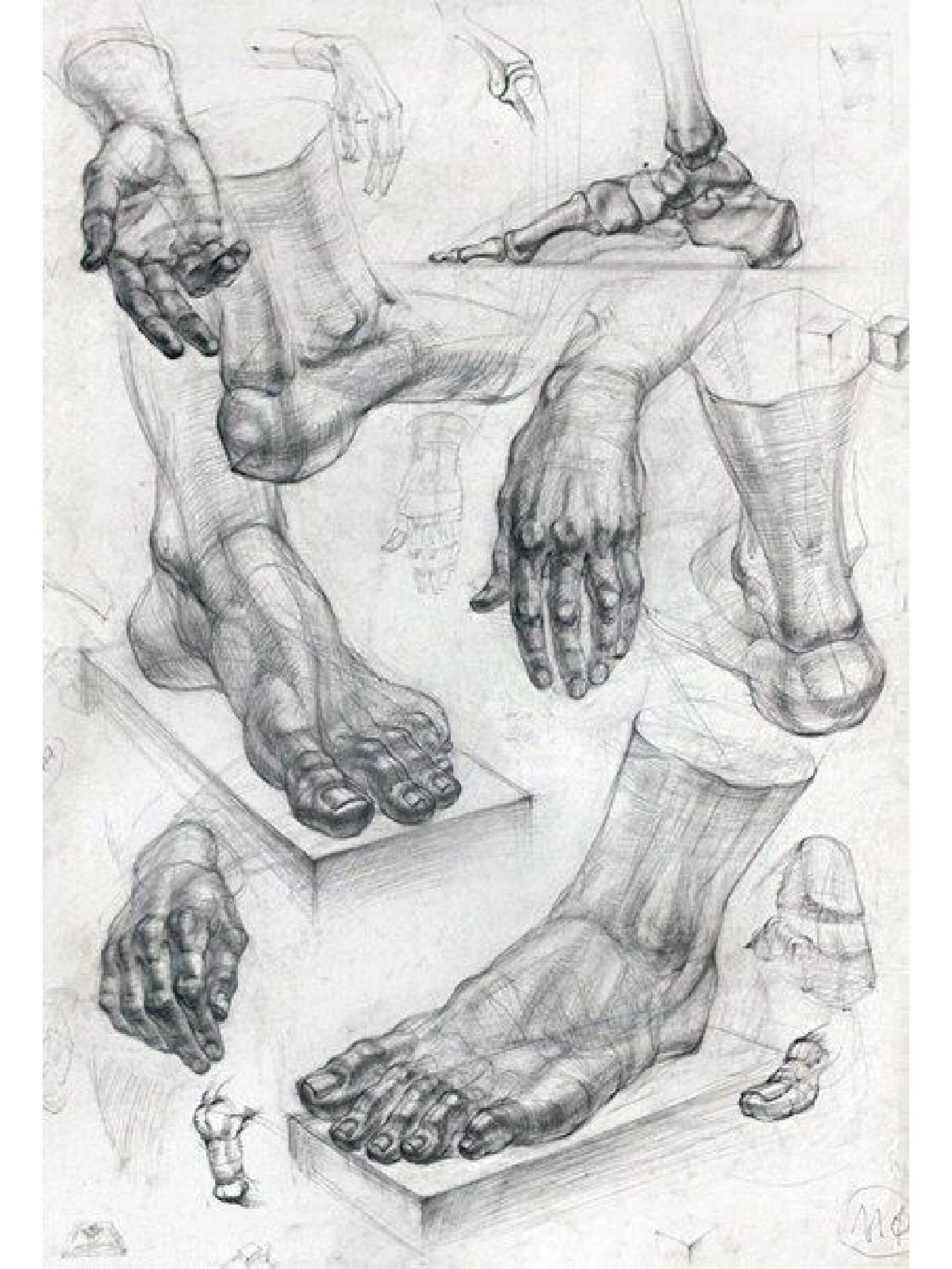 素描脚部结构刻画