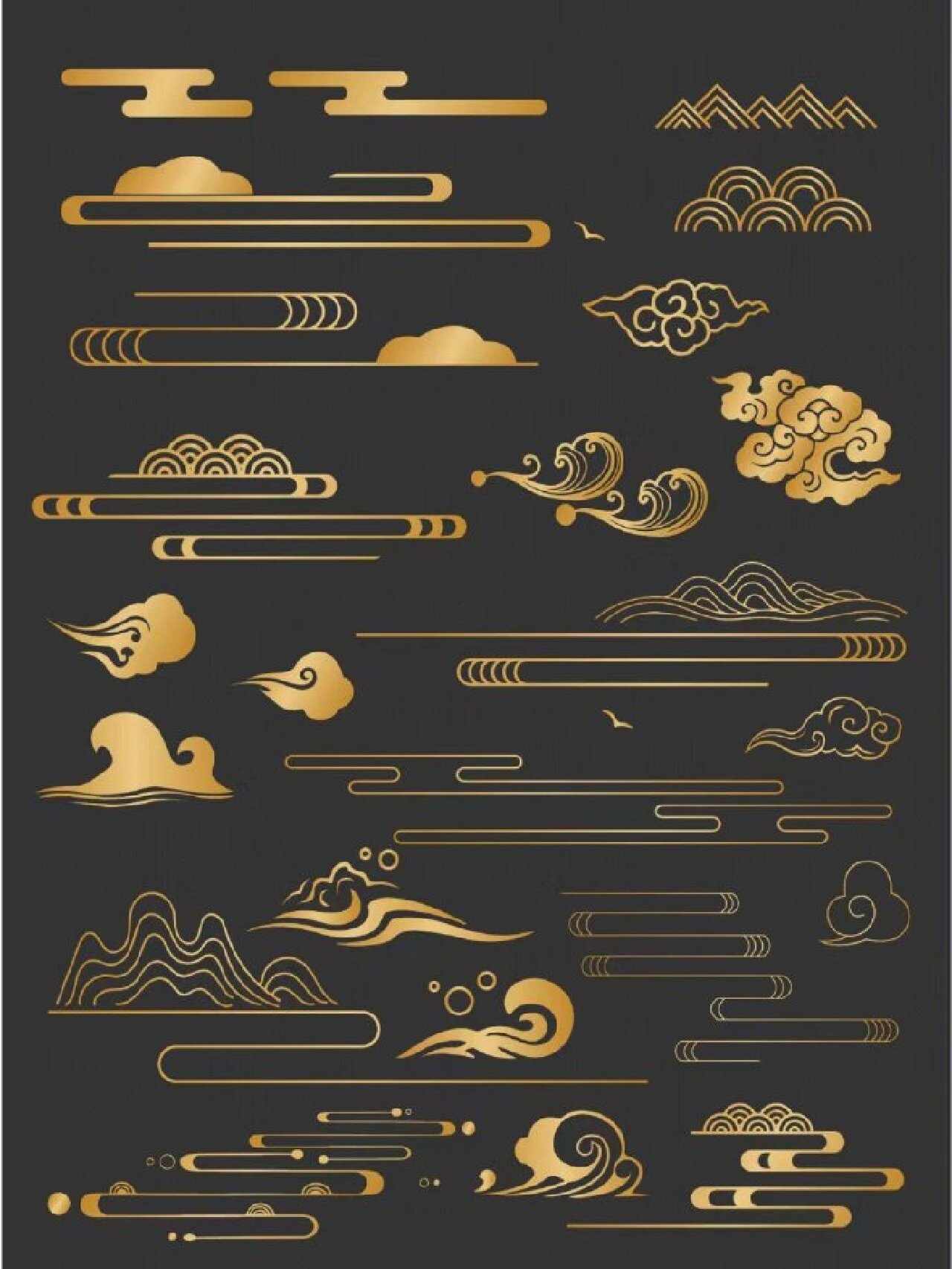 敦煌祥云传统立体云纹🔥 🌈 敦煌云装饰纹样 🌈 中国风古风水墨