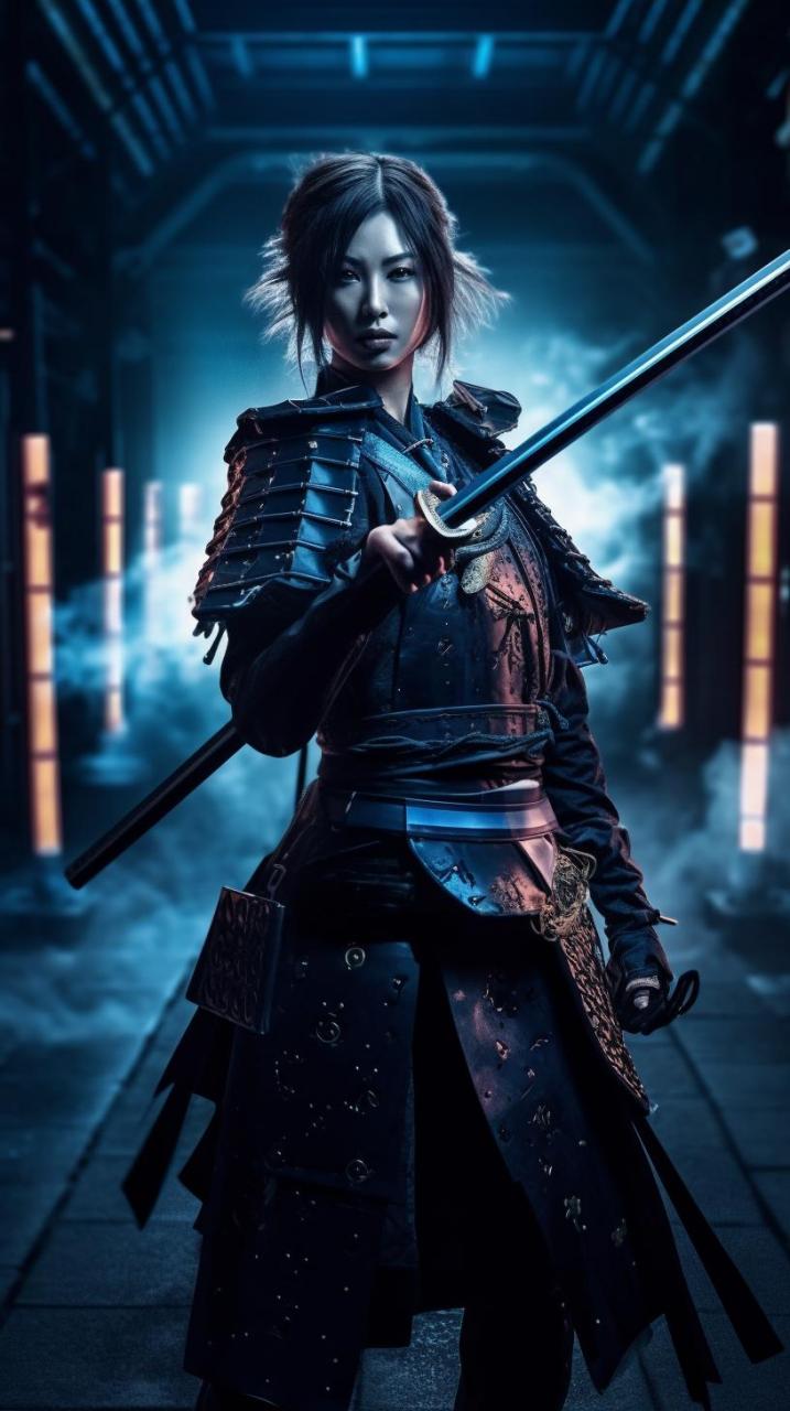 midjourney画的日本女武士.
