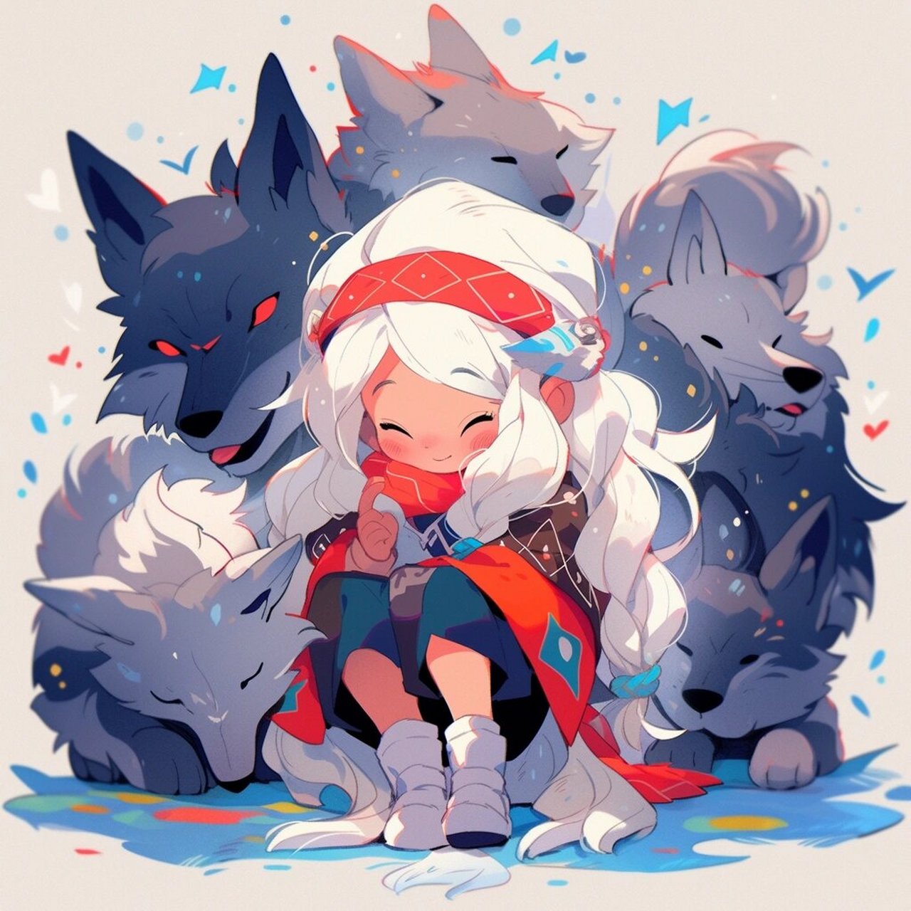 ai绘画‖狼少女头像 今天是各种画风的狼少女