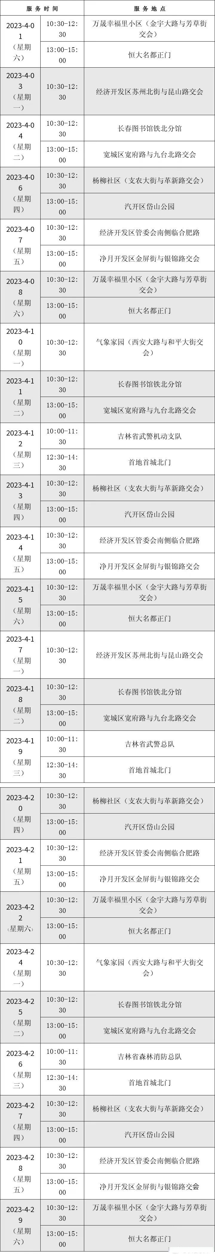 【长春市流动图书馆4月服务站点及时间预告】#长春资讯#特别提示:4月5