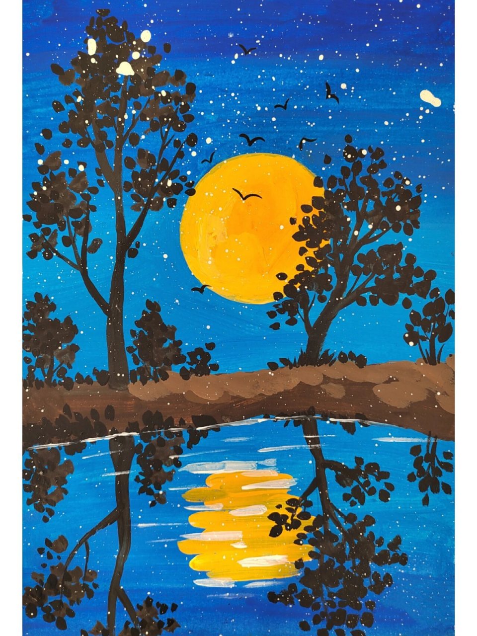 简单水粉儿童风景画