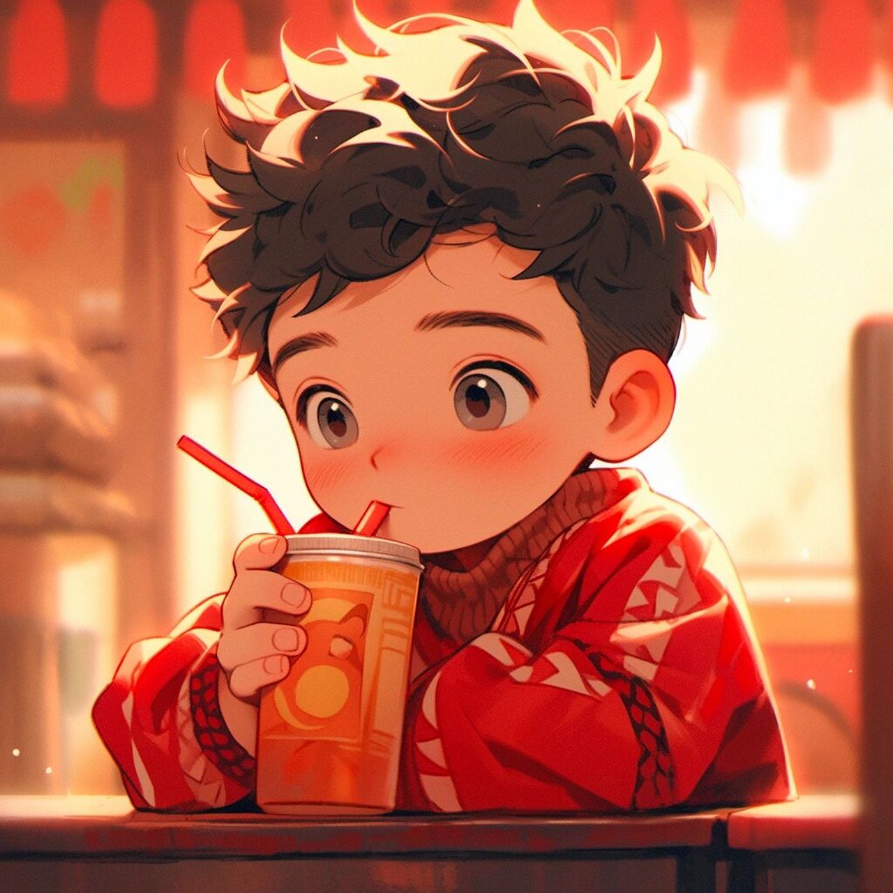 ai绘画|大家强烈要求的喝奶茶男生头像来了 和你一起逛街,来杯奶茶情