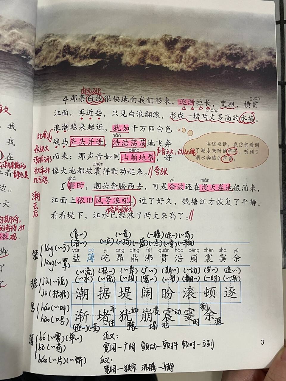 四年级语文第一课《观潮》课堂笔记 好多朋友都在催更,来啦来啦!