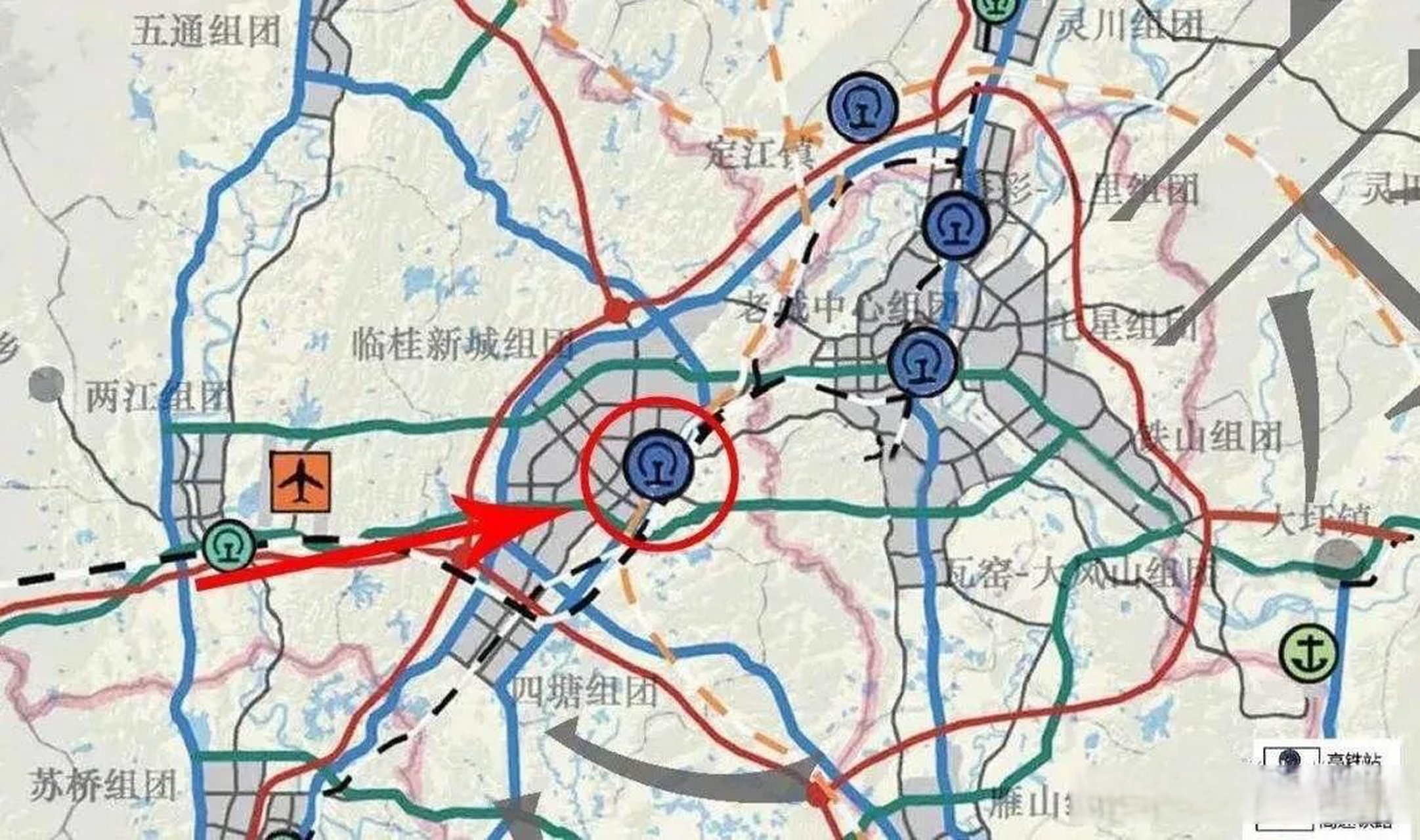 桂林城市总体规划,多个组团及铁路共发展
