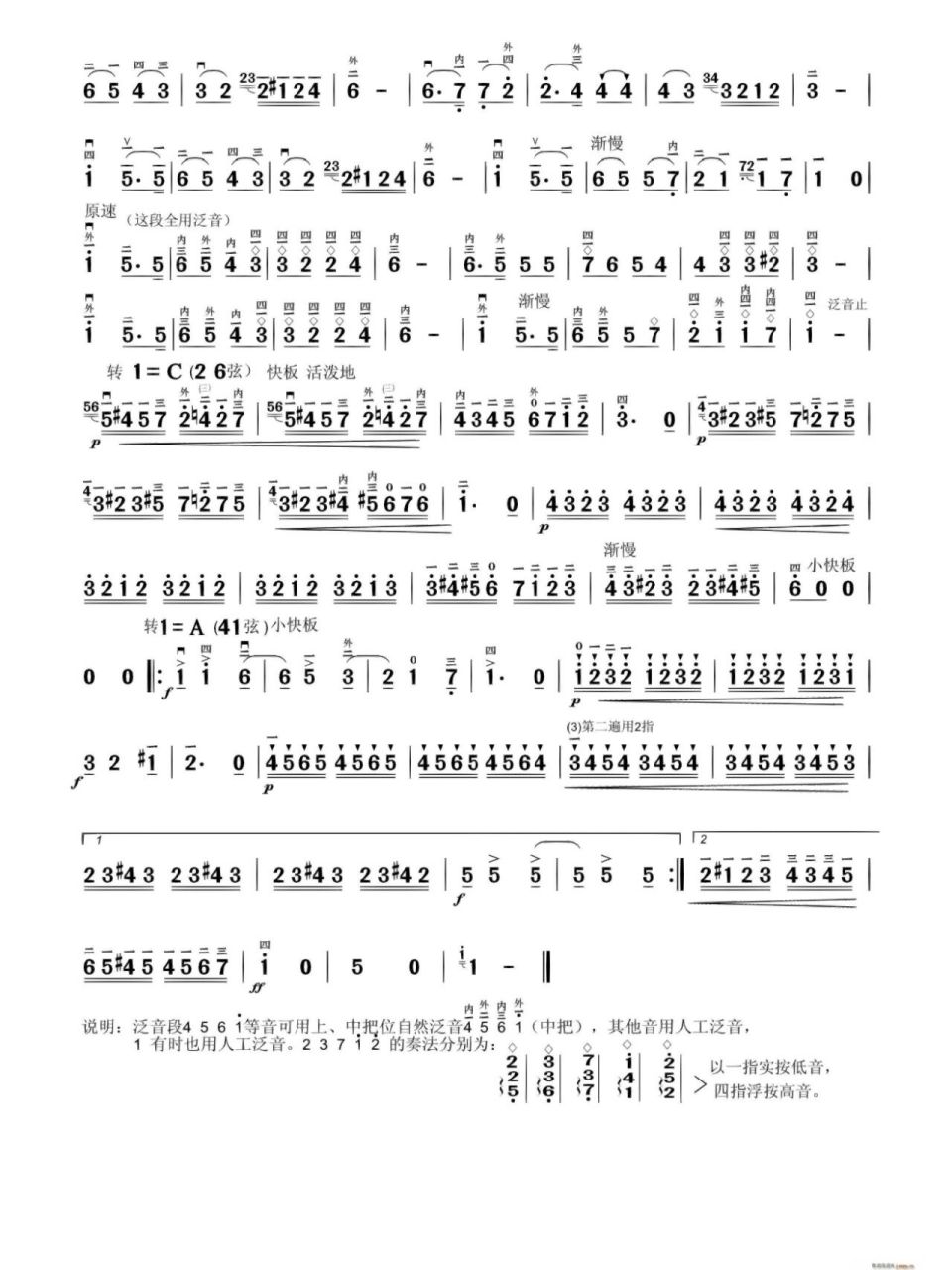 二胡简谱 《查尔达斯》二胡简谱