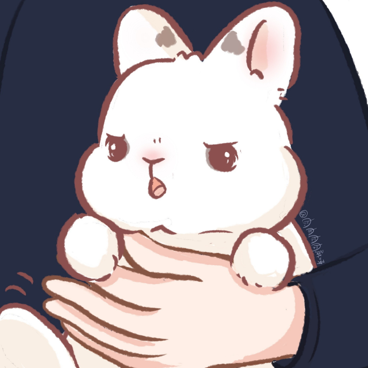 "快把我放下来%&#*}…" 看到了一张超可爱的喵喵表情包 画了兔兔版本