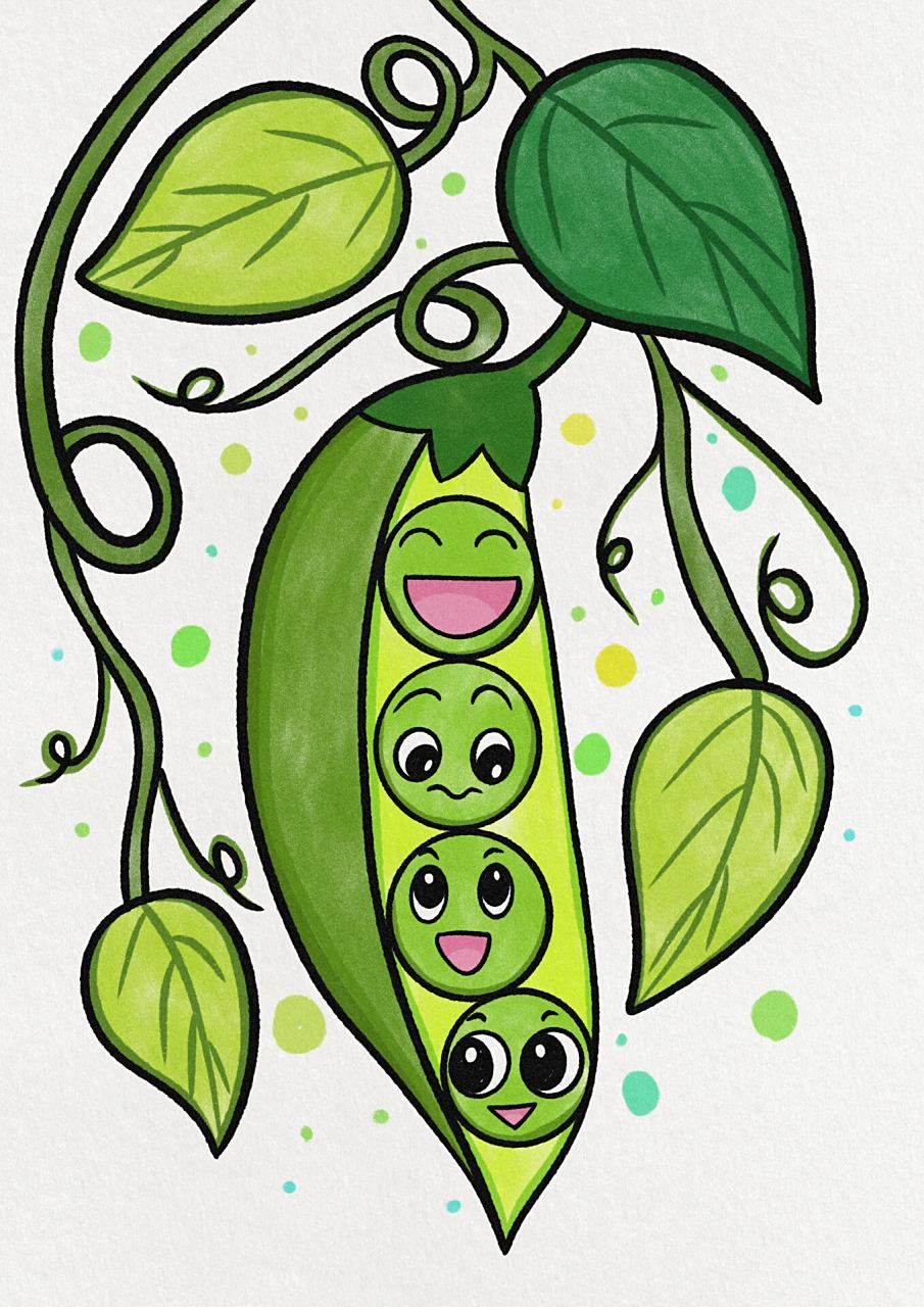 儿童简笔画 今天我们画可爱的豌豆宝宝吧!