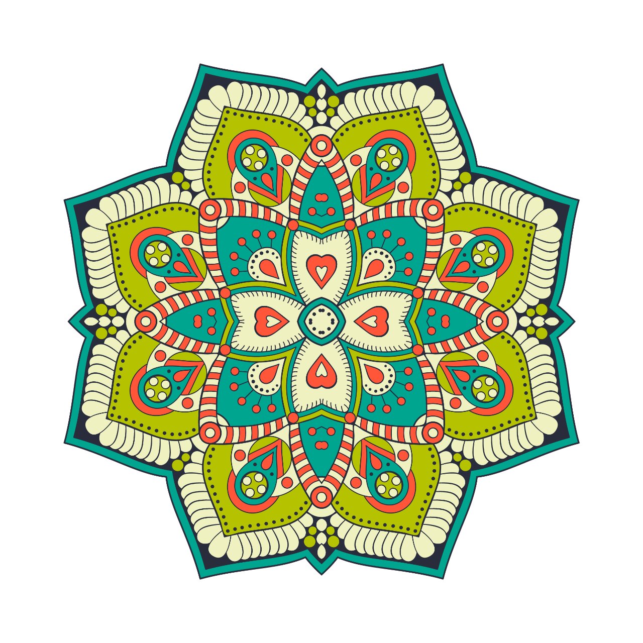 曼陀罗花团花纹图案