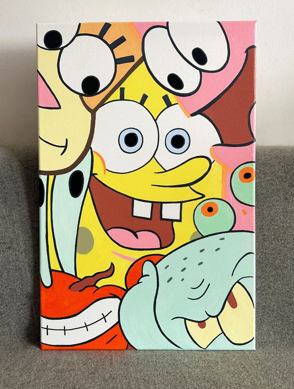 丙烯画|海绵宝宝77线稿过程|派大星|潮流画 海绵宝宝77派大星来了