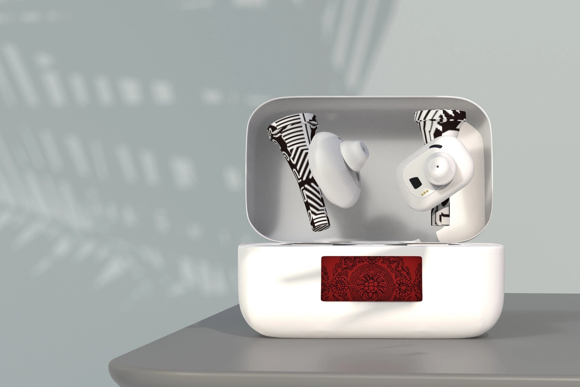 瑶族文创丨长鼓蓝牙耳机 设计参考了千年瑶寨的瑶族文化采用瑶柱纹样