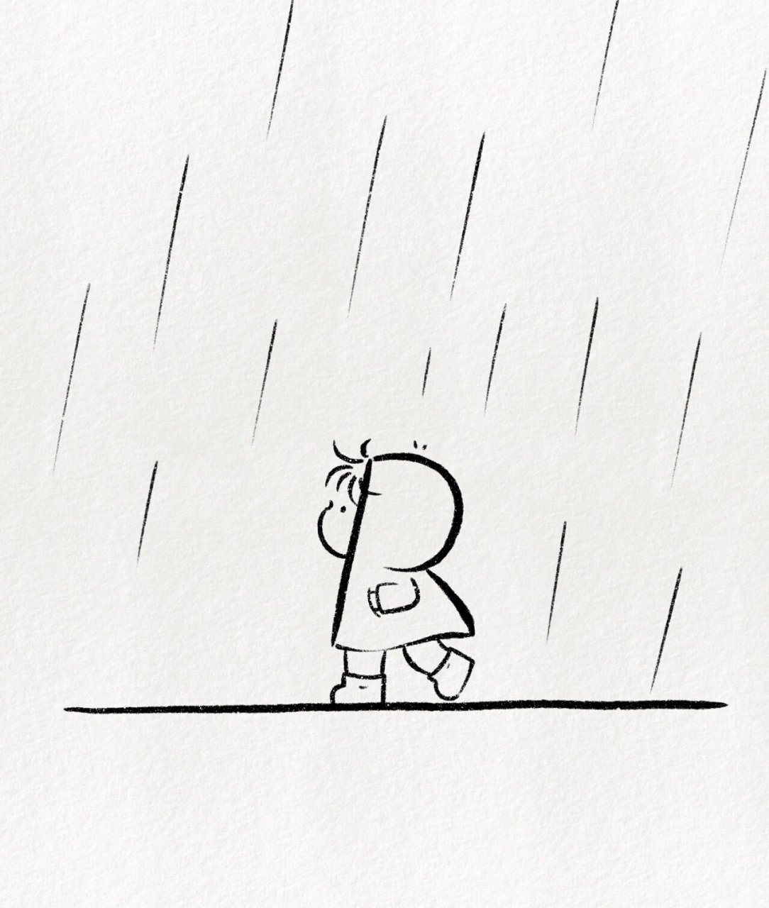 超可爱简笔画教程:用字母r  画淋雨的小可爱