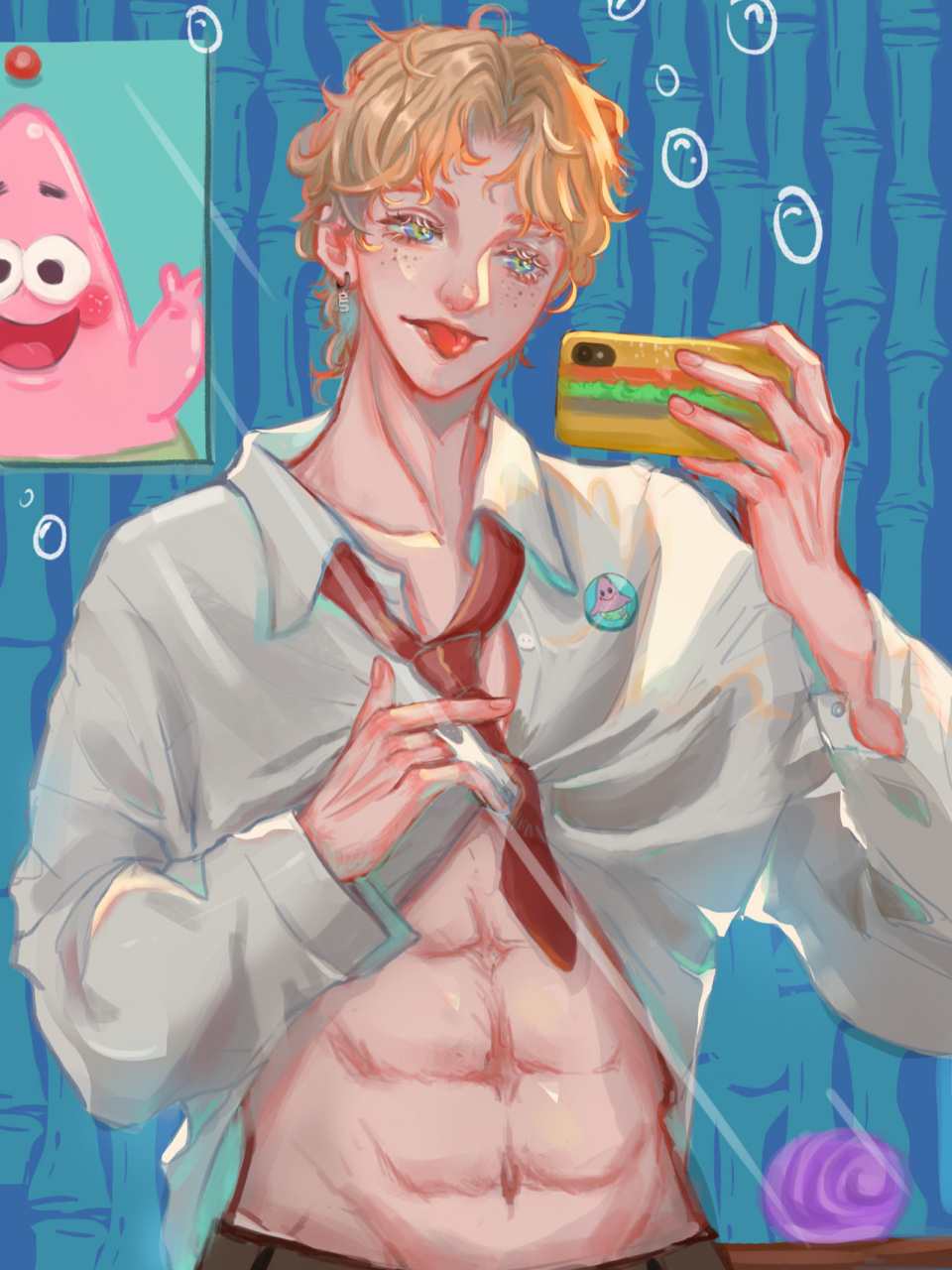 海绵宝宝与派大星系列拟人之 蟹老板 好家伙 画着画着自己都迷糊了 老