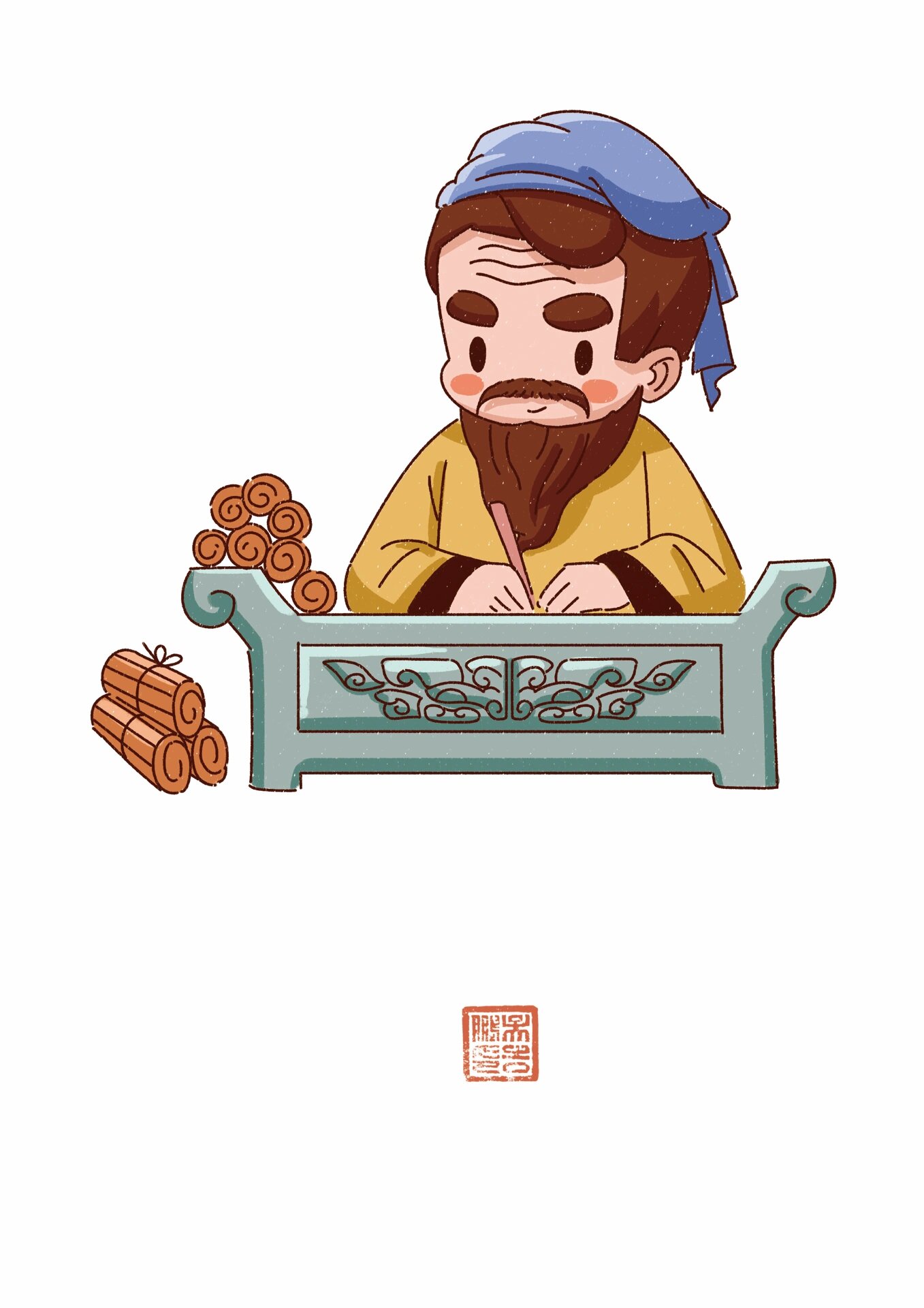 孔子插画 q版伟人 q版孔子