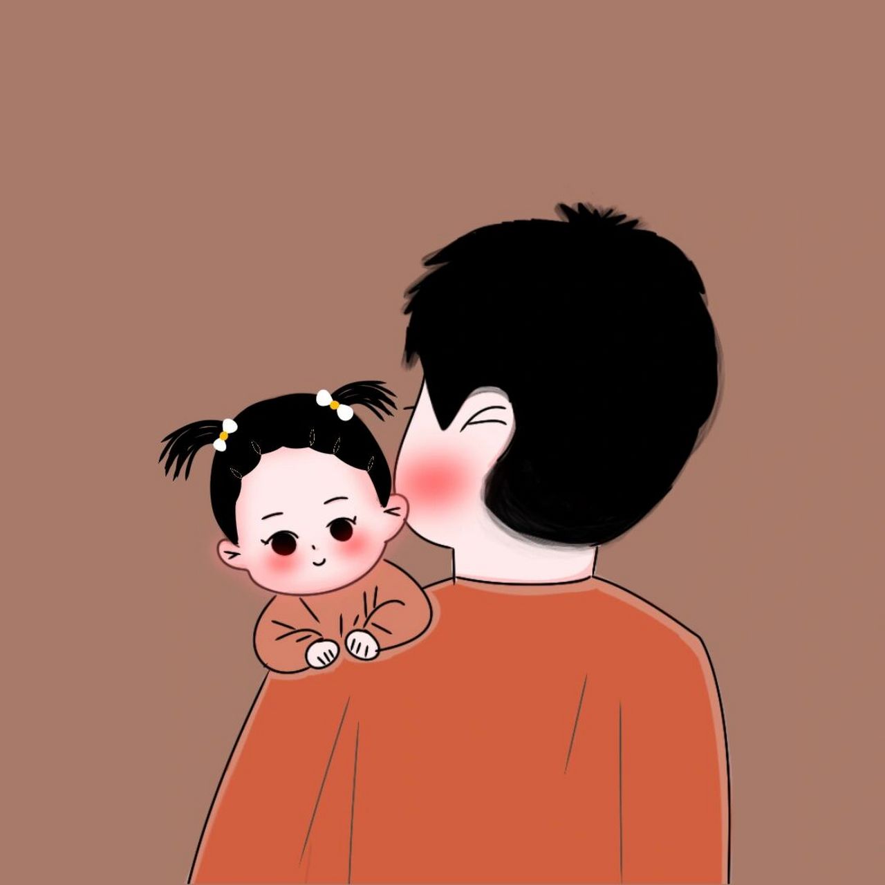 原创手绘卡通背影亲子情侣头像母女来啦 这几年只做了一件事情 生娃