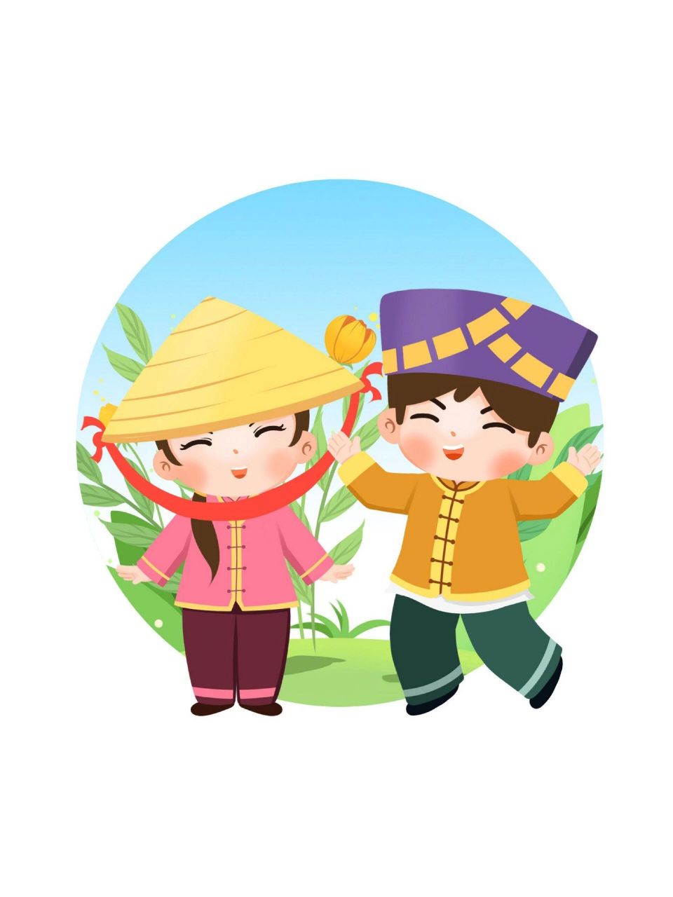 简笔画‖五十六民族传统服饰人物手绘① 969996999799